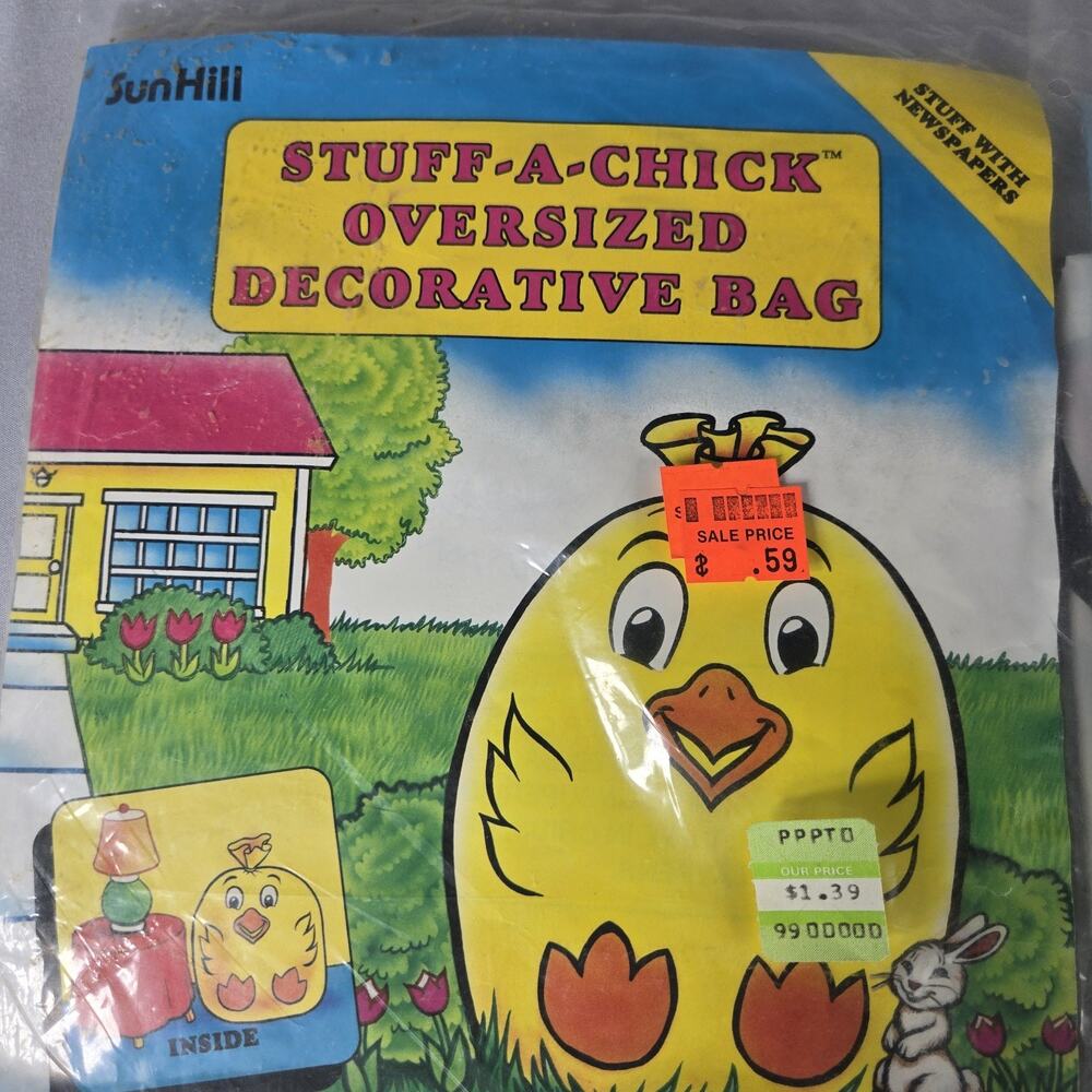 Vintage Sun Hill Stuff-A-Bunny Stuff-A-Chick Oversized Easter Bag 90s Decor NIP - Picture 5 of 9